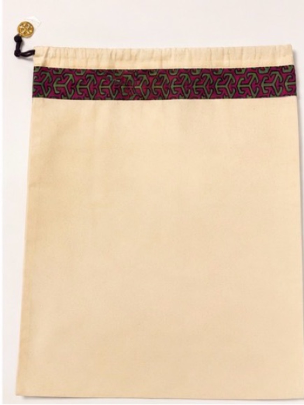 Tory Burch Canvas Drawstring Dust Bag Purple Green Logo Trim